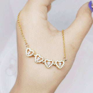 Silver-Plated 2-in-1 Magnetic Crystals Studded Heart Shaped Pendant With Chain