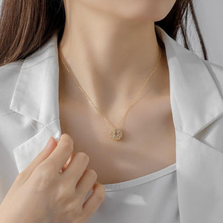Silver-Plated 2-in-1 Magnetic Crystals Studded Heart Shaped Pendant With Chain