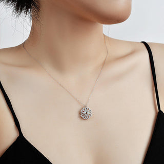 Silver-Plated 2-in-1 Magnetic Crystals Studded Heart Shaped Pendant With Chain
