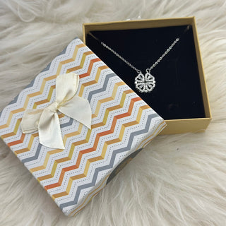 Silver-Plated 2-in-1 Magnetic Crystals Studded Heart Shaped Pendant With Chain