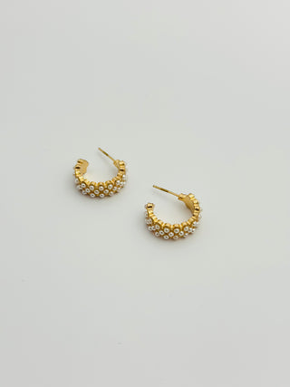 Queen White Pearl Medusa Golden Earrings.