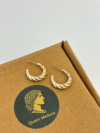 Queen Medusa Chain Pattern Golden Earrings