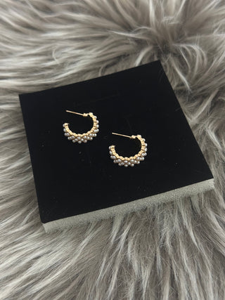 Queen White Pearl Medusa Golden Earrings.